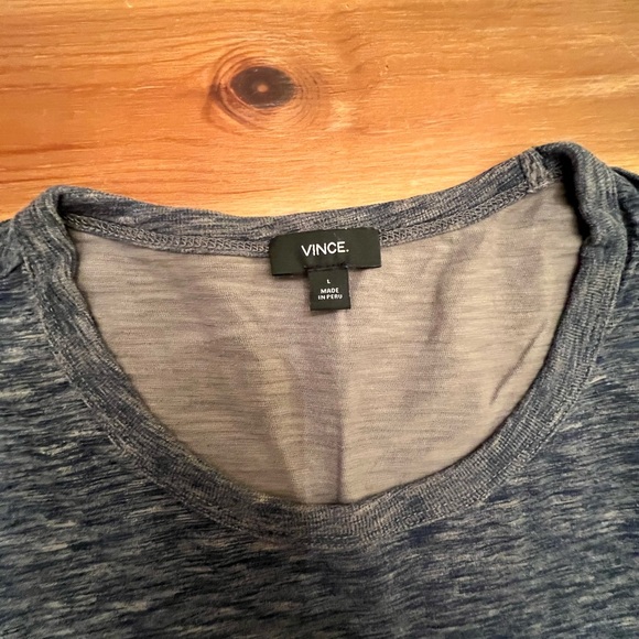 Mens 100% Cotton Vince 3-button Henley Heathered Blue size Large - Picture 2 of 4